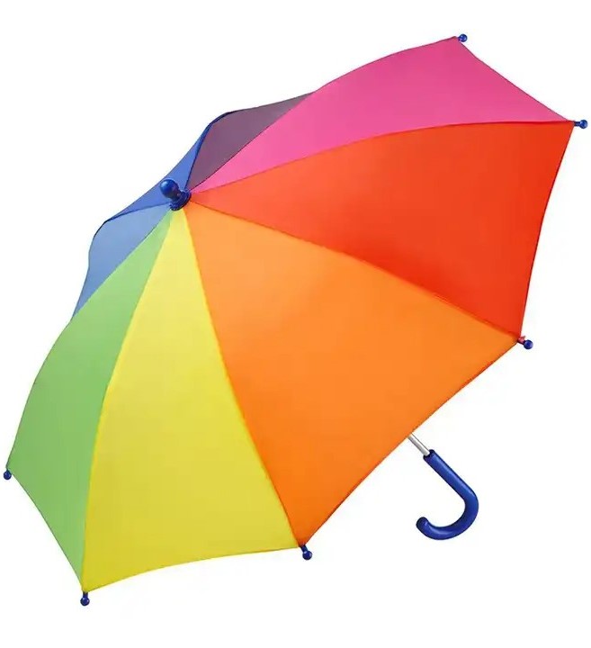 Toptan Baston Gökkuşağı Renk Çocuk Şemsiyesi, Dekor Şemsiyesi Küçük, 23 Nisan Etkinlik Şemsiyesi