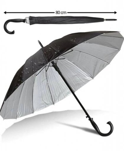 Toptan Baskılı Baston Şemsiye, Siyah, 16 Telli, Toptan Promosyon Şemsiye (Baskı İçin Ücret Bilgisi Sorunuz.)